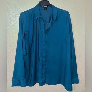 Express Deep Teal Portofino Long-Sleeve Button Down Shirt